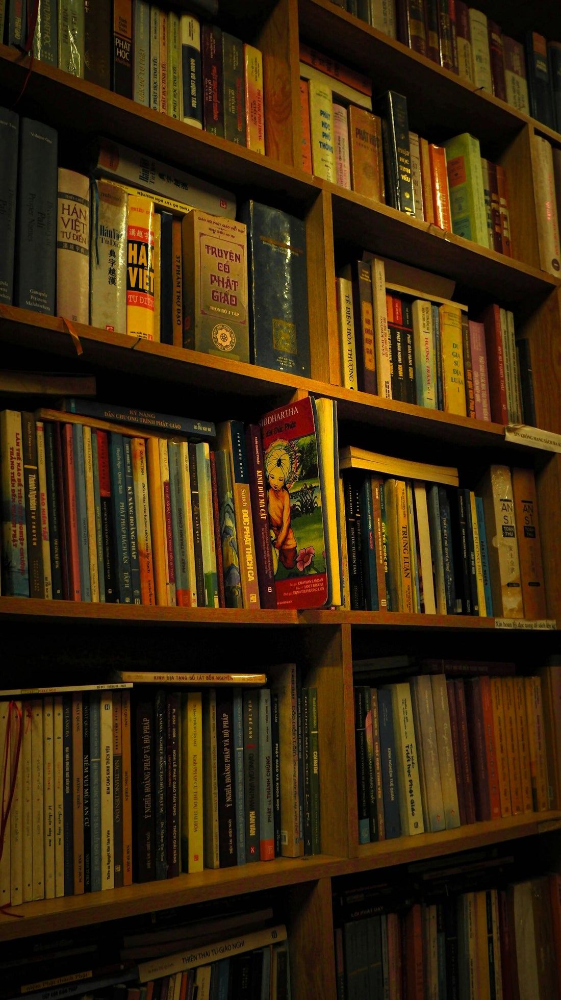a book shelf filled with lots of books