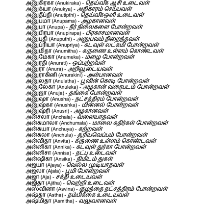 20000+ பெண் குழந்தை பெயர்கள் - Girl Baby Tamil Names
